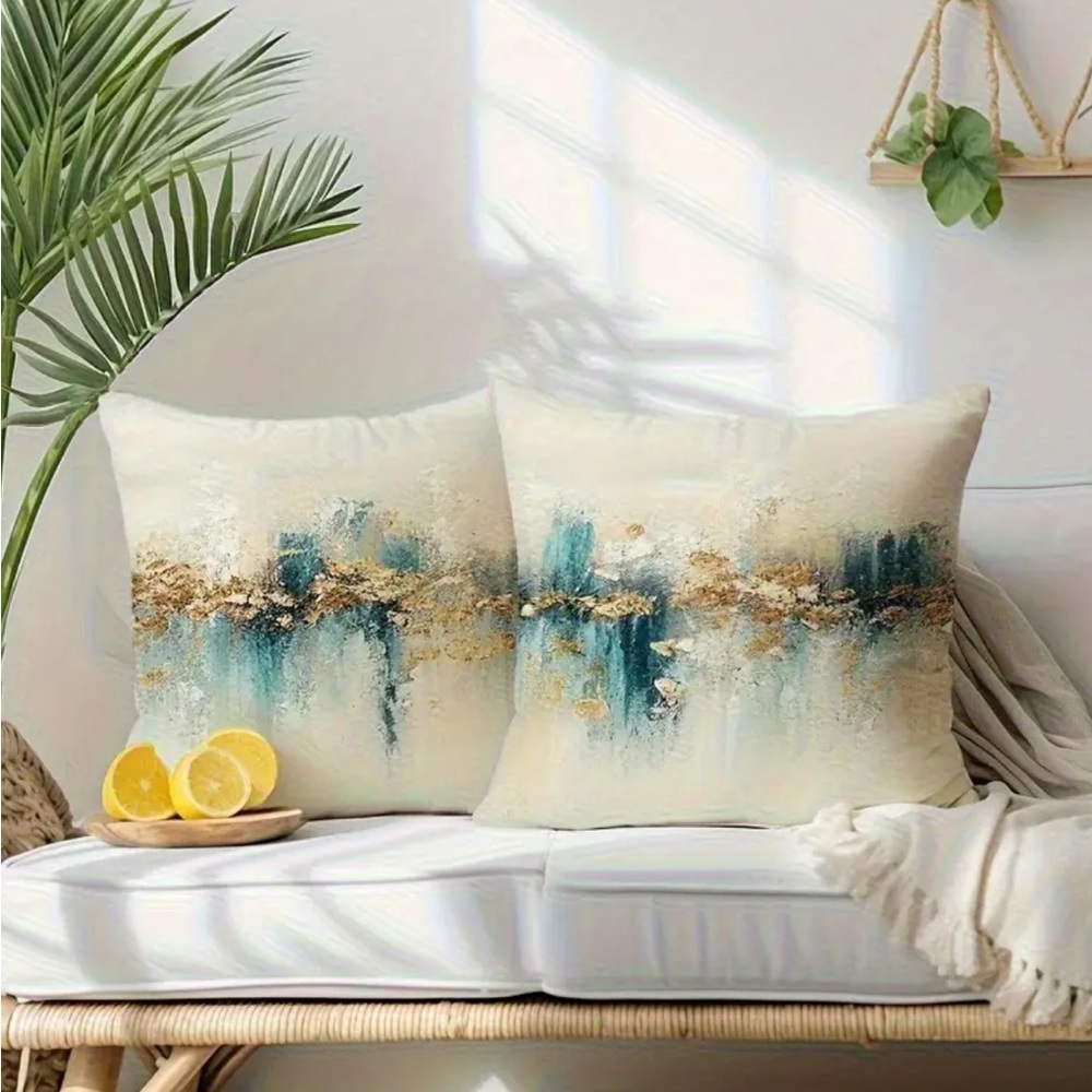 2 Boho Style Abstract Art Throw Pillows - Picture 7 of 8